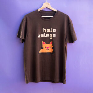 Koszulka z pikselowym kotem Bamboszem - HALO KOLEGO