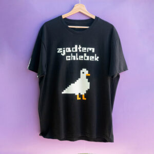 Koszulka z pikselowym gołębiem - ZJADŁEM CHLEBEK (świeci w ciemności!)