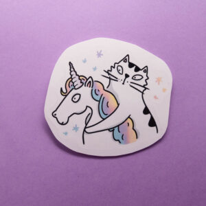 Naklejka Pan Kot Szczepan na jednorożcu