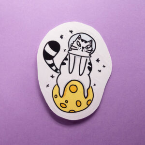 Naklejka Pan Kot Szczepan na księżycu z sera