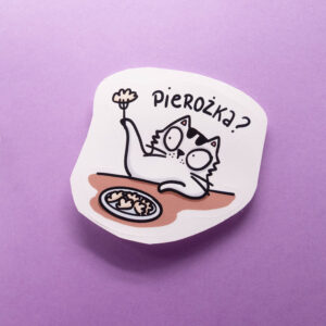 Naklejka Pan Kot Szczepan oferuje pierożka