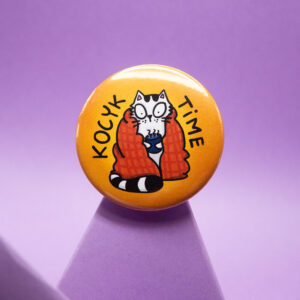 Duża przypinka Pan Kot Szczepan w kocyku