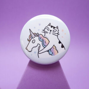 Duża przypinka Pan Kot Szczepan na jednorożcu