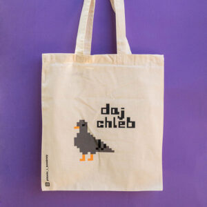 Torba z pikselowym Typem Gołębiem - daj chleb