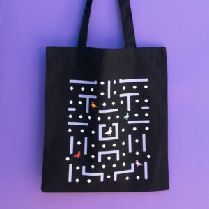 Torba z pikselowym Typem Gołębiem jako Pac Man