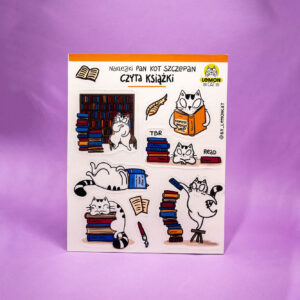 Zestaw naklejek Pan Kot Szczepan czyta książki