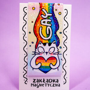 Zakładka magnetyczna do książki z tęczowym Panem Kotem Szczepanem