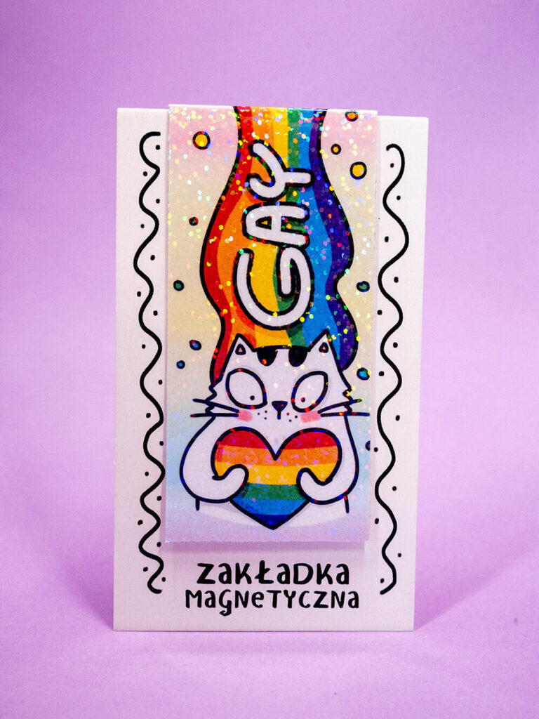 Zakładka magnetyczna do książki z tęczowym Panem Kotem Szczepanem