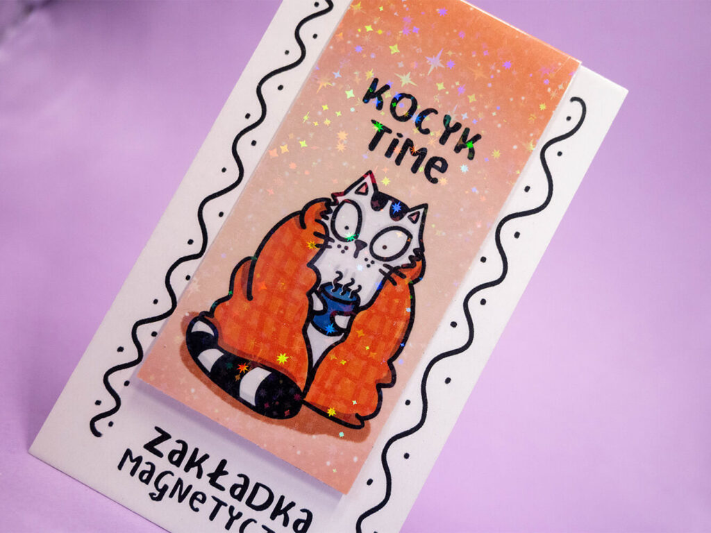 Zakładka magnetyczna do książki z zakocykowanym Panem Kotem Szczepanem