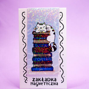 Zakładka magnetyczna do książki z Panem Kotem Szczepanem śpiącym na książkach