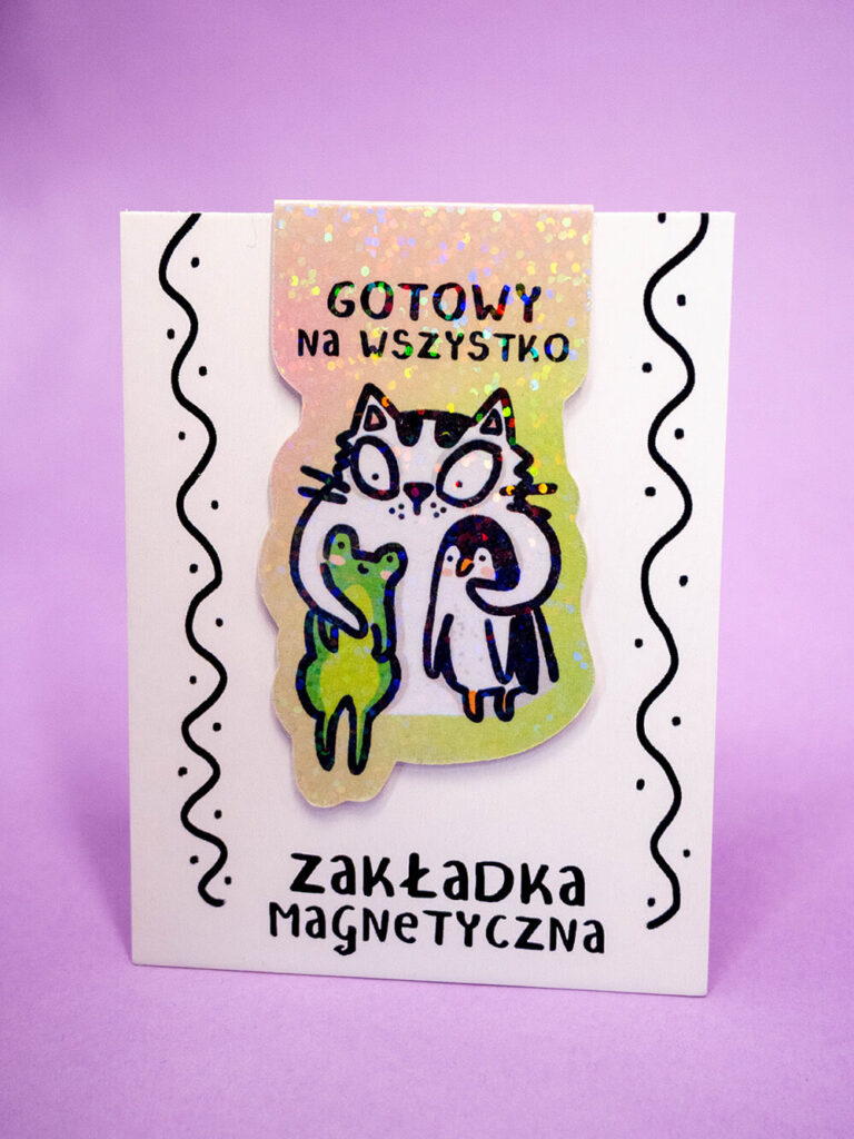 Zakładka magnetyczna do książki z Panem Kotem Szczepanem, żabą i pingwinem